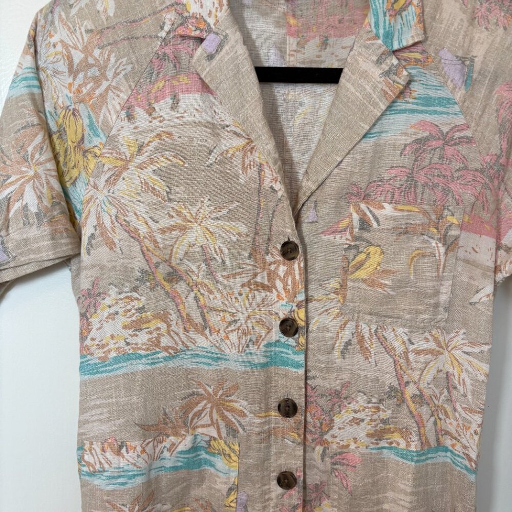 Tropical Pattern, Button Front Gap Utility Style … - image 4